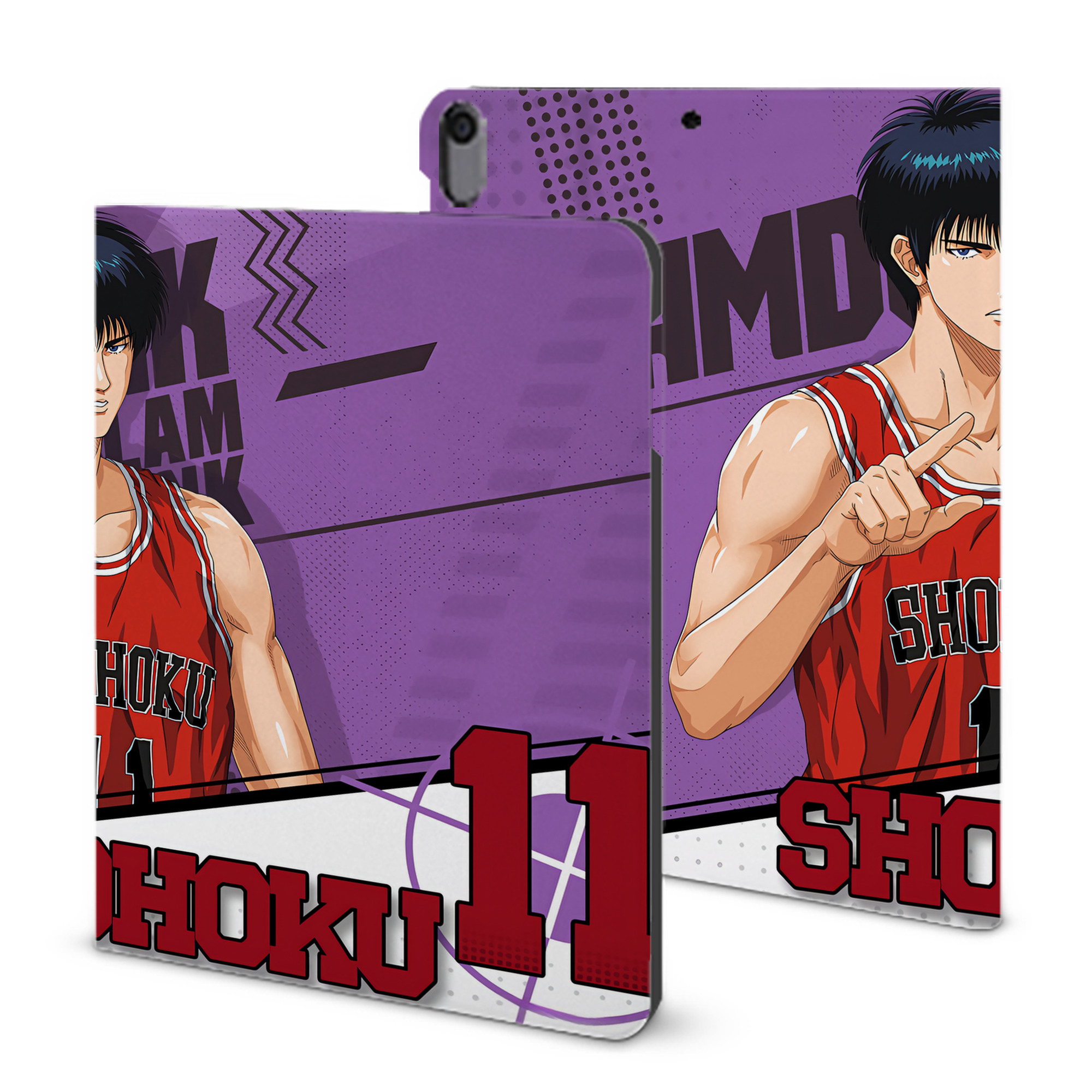 （画像用） SLAM DUNK／スラムダンク IPad ケース ブック型 PUレザー TPU 耐衝撃 軽量 薄型 ペン収納なし 全面保護 IPad 各モデル対応